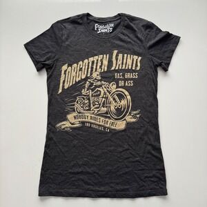 FORGOTTEN SAINTS Motorcycle Skeleton T-Shirt Womens Large Los‎ Angeles Tee Skull